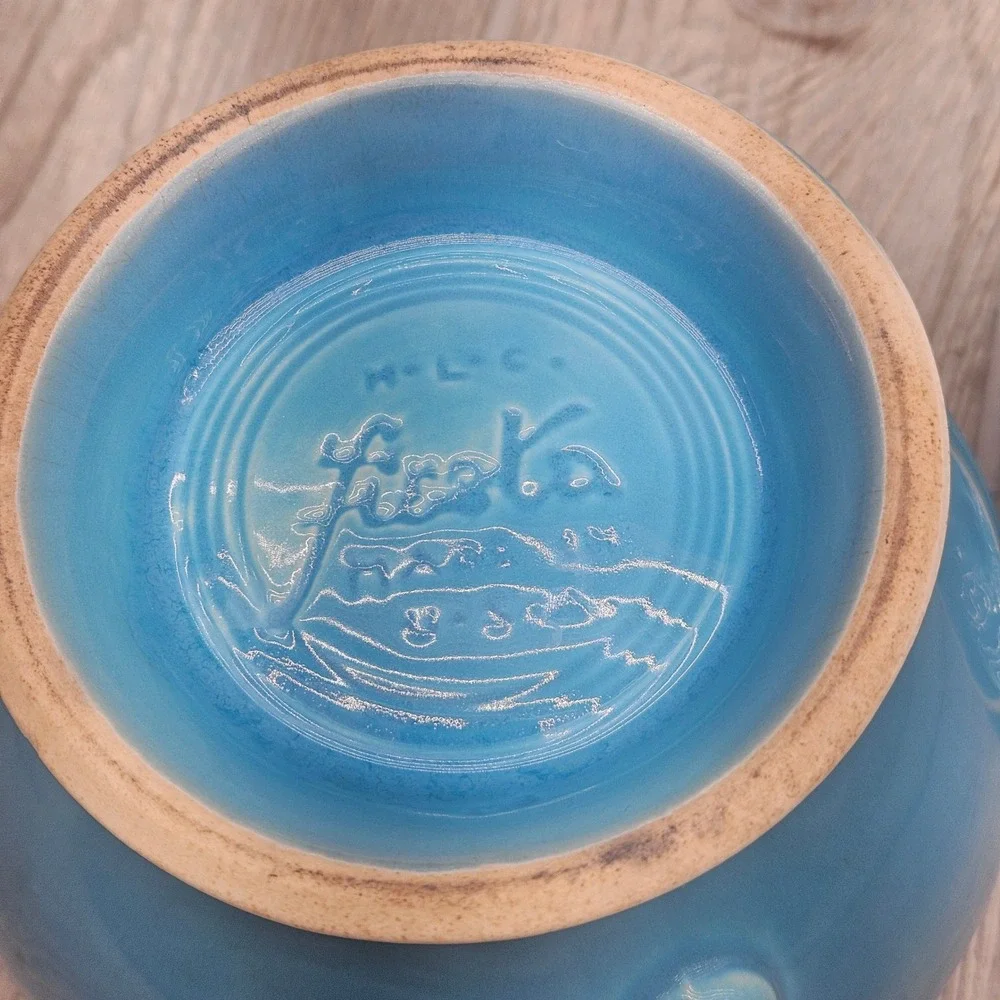 Vintage Fiesta Turquoise Teapot Homer Laughlin HLC Blue Art Deco Chipped